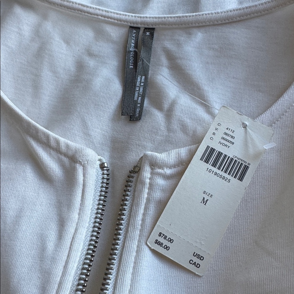 Anthropologie White Sleeveless Zip-Front Peplum Top - Picture 15 of 16